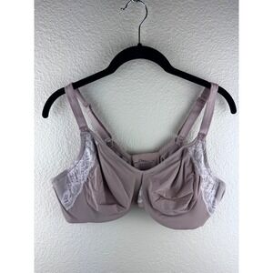 Olga by Warners Underwire Bra Women 42C Lace Trim Beige Taupe Minimalist